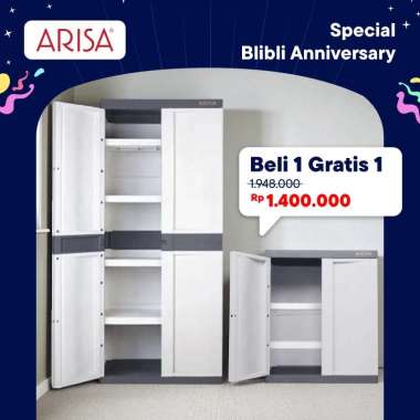 ANNIV14-B1G1 FREE- Buy Lemari Plastik Arisa CA102 A Get Free CA101-GREY GREY