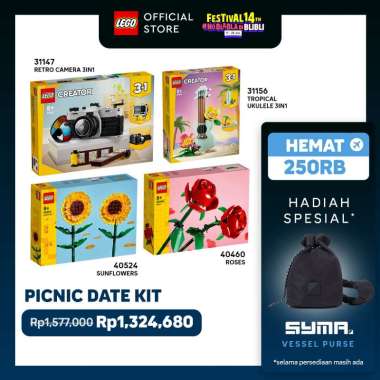 Picnic Date Kit - 31147 Retro Camera +31156 Tropical Ukulele + 40524 Sunflowers + 40460 Roses