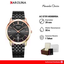 Jam Tangan Pria Alexandre Christie Slim Elegance AC 8709 MDBBRBA Black Dial Black Stainless Steel Strap
