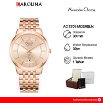 Jam Tangan Pria Alexandre Christie Slim Elegance AC 8709 MDBRGLN Rose Gold Dial Rose Gold Stainless Steel Strap