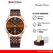 Jam Tangan Pria Alexandre Christie Slim Elegance AC 8709 MDBROBO Brown Dial Brown Stainless Steel Strap