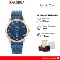 Jam Tangan Pria Alexandre Christie Slim Elegance AC 8709 MDBURBURM Blue Dial Blue Stainless Steel Strap