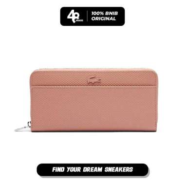 Dompet Unisex Lacoste Chantaco Zipped Embossed Piqué Leather Large Wallet - Beige (LACNF3885KLN76) O