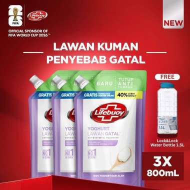 Lifebuoy Yoghurt Care Sabun Mandi Cair Refill [800ml x 3] Free Lock&lock 1.5L