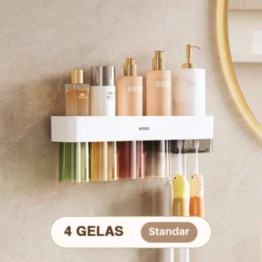 ECOCO Magnetic Cup Toothbrush Holder - Rak Sikat Gigi & Gelas Magnetik Tempat Sikat Gigi Tempel deng