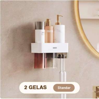 ECOCO Magnetic Cup Toothbrush Holder - Rak Sikat Gigi & Gelas Magnetik Tempat Sikat Gigi Tempel deng