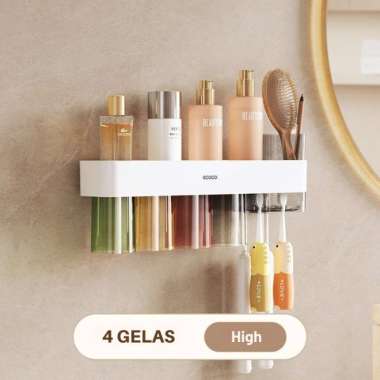 ECOCO Magnetic Cup Toothbrush Holder - Rak Sikat Gigi & Gelas Magnetik Tempat Sikat Gigi Tempel deng