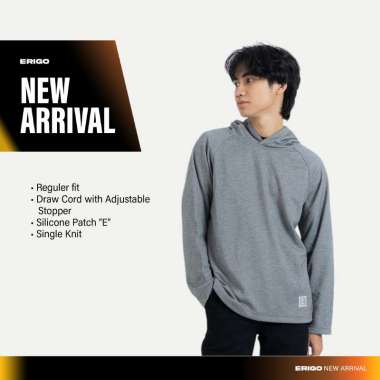 Erigo Long Sleeve Hoodie Tees Miller Grey - Kaos Hoodie Lengan Panjang Unisex L