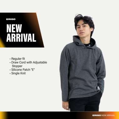 Erigo Long Sleeve Hoodie Tees Marvin Black - Kaos Hoodie Lengan Panjang Unisex S