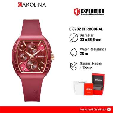 Jam Tangan Wanita Expedition Multifunction E 6782 BFRRGDRAL Red Dial Red Rubber Strap