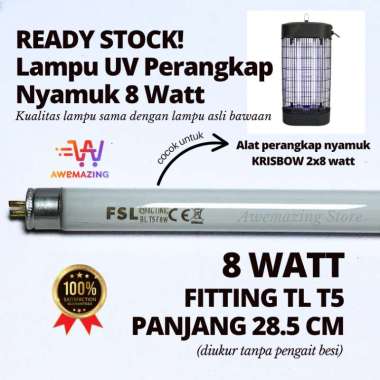 LAMPU UV PERANGKAP NYAMUK 8 WATT T5 8W (KRISBOW ACE HARDWARE FSL INSECT KILLER)