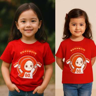 kaos 17 agustus 2025 anak Laki Laki Perempuan Baju Merah Putih Agustusan Kemerdekaan Anak Lengan Pen