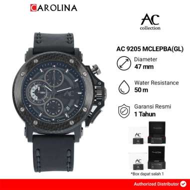 Jam Tangan Pria Alexandre Christie Chronograph AC 9205 MCLEPBA(GL) Black Dial Black Leather Strap