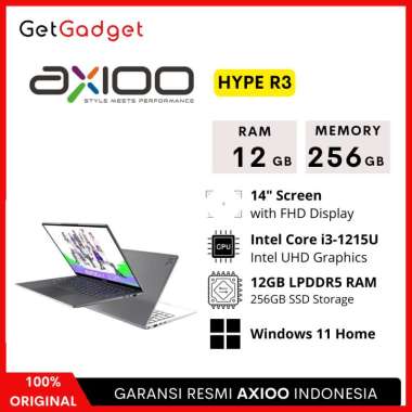 Axioo Hype R3 RAM 12GB 256GB Notebook Intel Windows 11 New Original Garansi Resmi Windows