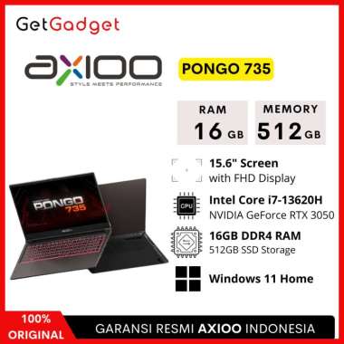 Axioo Pongo 735 RAM 16GB 512GB Notebook Intel Windows 11 New Original Garansi Resmi Windows