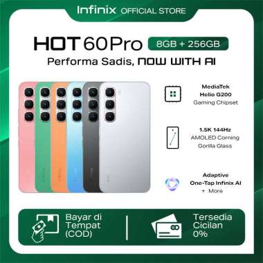 Infinix Hot 60 Pro 8/256GB - Up to 16GB Extended RAM - Helio G200 - 6.78 inch 144Hz AMOLED - 50MP - 5160 mAh - NFC