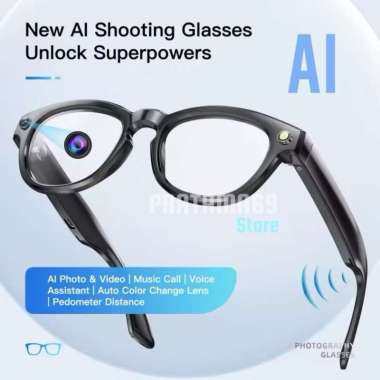 Kacamata Pintar Smart Glasses Al mode Kacamata Fotografi Hitung Jarak Langkah Kalori Rerording Video