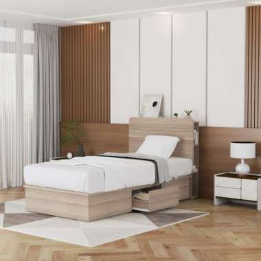 KIRANA Perth - Headboard Kayu Rak Sandaran Kasur Tempat Tidur Putih Modern Minimalis Headboard 90 Oa