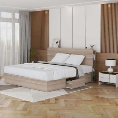 IDEA Perth - Headboard Kayu Rak Sandaran Kasur Tempat Tidur Putih Modern Minimalis Headboard 180 Oak