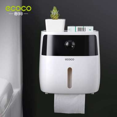 Ecoco Double tissue box - Kotak tempat tisu toilet paper box dispenser Black