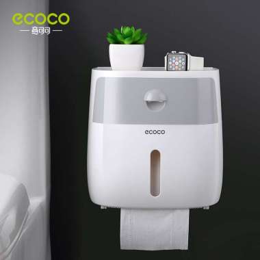 Ecoco Double tissue box - Kotak tempat tisu toilet paper box dispenser Grey