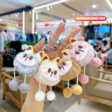 OEM SK-C1333 Gantungan Tas Boneka Kucing Bulu Lucu Bag Cat Keychain Accessories / Gantungan Kunci Hi