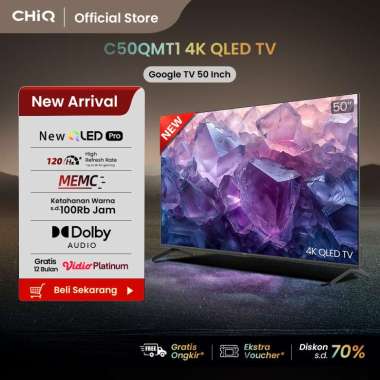 CHIQ QLED TV 4K 50 inch Google Smart QLED PRO Digital TV Dolby Audio DBX-TV Google Play Netflix Yout
