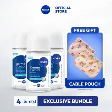 NIVEA Deodorant Roll On Derma Control Defend 50ml - Perlindungan 72jam, Menenangkan Kulit & Lawan Bau Berlebih