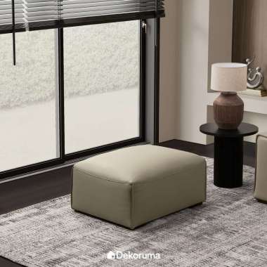 Dekoruma Tenzo WEGNER Sofa Ottoman Genuine Leather / Bangku Kulit Asli / Kursi Tamu Minimalis - Taup
