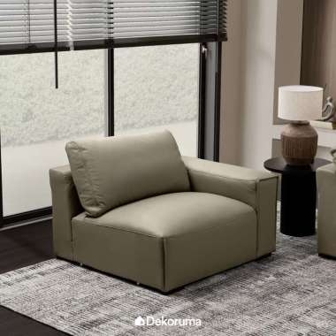 Dekoruma Tenzo WEGNER Sofa 1 Seater Lengan Kiri Genuine Leather / Sofa Kulit Asli - Taupe