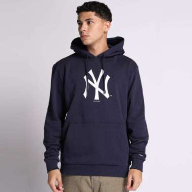 New Era Men Sportswear T-shirt Ls Hoodie Apac Ess Mlb New York Yankees Kaos Pria [13334786] L Navy