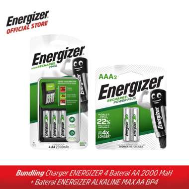 Bundling Charger Energizer 4 Baterai + Baterai Energizer Rechargeable AAA NH12 700 MAh BP2