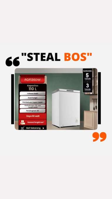 Freezer Changhong FCF 136 DW chest freezer kapasitas 110 Liter garansi resmi chest freezer changhong