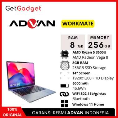 Laptop Advan Workmate 8GB 256GB Notebook Ryzen 5 Windows 11 New Original Garansi Resmi Rose Gold