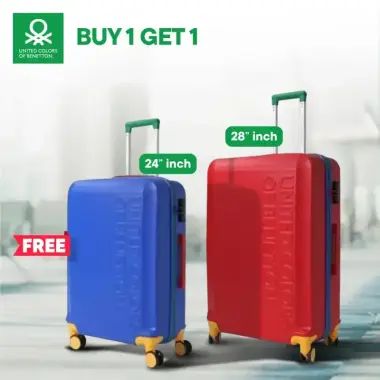 BUY 1 GET 1 FREE- United Colors Of Benetton LUGGAGE 28 Inch Red Koper Kapasitas Besar - FREE Koper Medium 24 Inch Original Anti Pecah