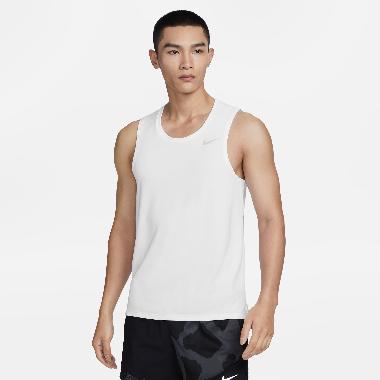 NIKE Men Running Dri-Fit Miler Tank Pakaian Lari Pria [DV9322-100] A/L White/Reflective Silv