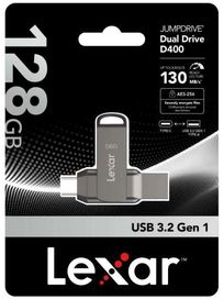 Lexar Flashdisk JumpDrive Dual Drive D400 USB 3.1 Type-C 128GB Flashdrive (LJDD400128G-BNQNG)