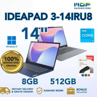 LAPTOP LENOVO IP 3-14IRU8 INTEL CORE I3-1315U 8GB LPDDR5 512GB SSD M.2 2242 PCIE,INTEL UHD GRAPHICS,