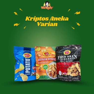 Kriptoss Cemilan Kekinian – Varian Spicy Potato Chips, Banana Sponge & Fish Skin Pedas 75gr Potato C