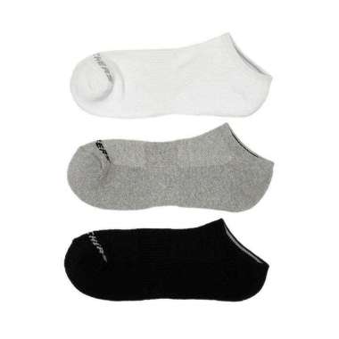 Skechers Unisex No Show Socks 3-Pairs 1/2 Terry Kaos Kaki Pria/Wanita [SKEJU111102T] White/Black