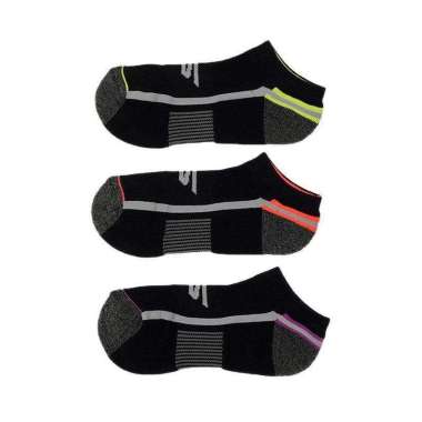 Skechers Women Low Cut Socks 3-Pairs Extended Terry Kaos Kaki Wanita [SKERL114655B] Grey/Bright