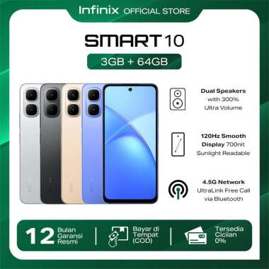 Infinix Smart 10 3/64GB - Up to 6GB Extended RAM - 6.67 inch 120Hz HD+ - T7250 - 5000 mAh Titanium S