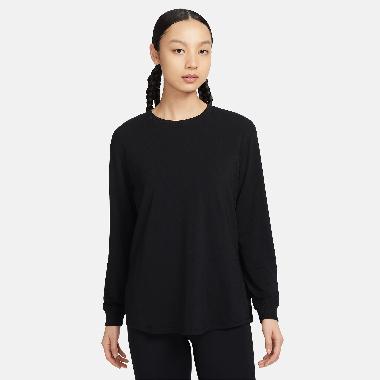 NIKE Women Training One Relaxed Dri-FIT Long-Sleeve Top Kaos Fitness Wanita [FN2818-010] A/M Black