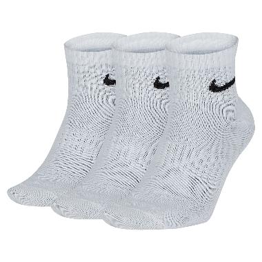 NIKE Unisex Training Everyday Lightweight Ankle 3 Pairs Kaos Kaki Fitness [SX7677-100] White/Black X