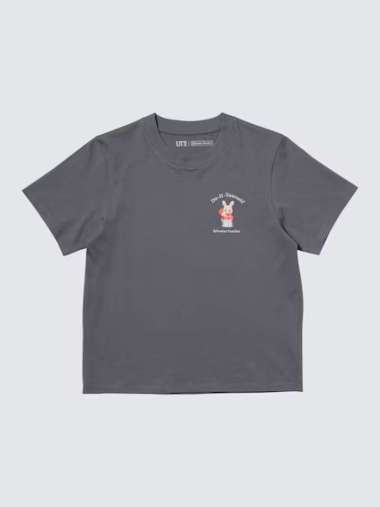 UNIQLO KAOS T-Shirt WANITA UT MOTIF Sylvanian Families Lengan Pendek DARK GRAY L