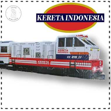 Mainan anak kereta api indonesia dengan rel Train set Track kereta api 2 gerbong