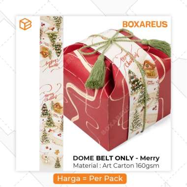 Paper Belt Christmas Sleeve Hiasan Box Hampers Natal | TB Dome Belt Merry Dome - Belt Merry,Pak10