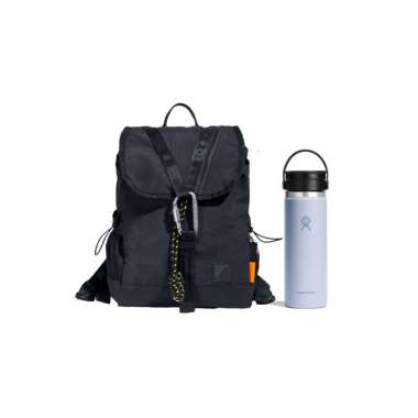 SYMA. Adore Backpack Black + Hydro Flask Wide Mouth Flex Sip Lid Surf Botol Minum 20 Oz