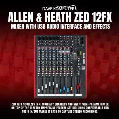 Allen & Heath ZED 12FX / ZED-12FX / ZED12FX Mixer with USB Audio Interface and Effects