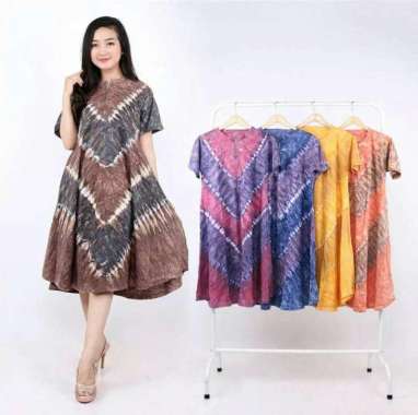 Daster Sarwendah jumbo bahan katun kaos adem ld 120 pb 110 resleting depan motif nyaman dipakai Dast